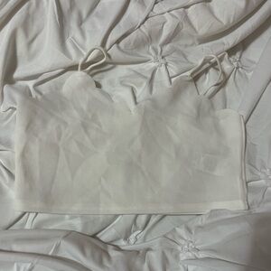 SHEIN Cream Scalloped Edge Top